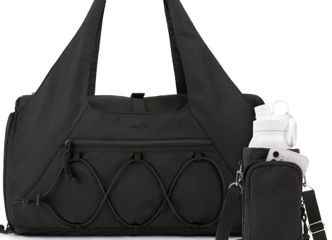 Gym Bag for Women, Lightweight Duffel Bag with Shoe Compartment, Weekender Bags with Wet Pocket, Workout Yoga Tote Bag for Women, Black